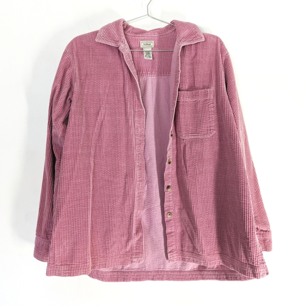 VTG L.L. BEAN Pink Blush Corduroy Shacket Size Medium Regular